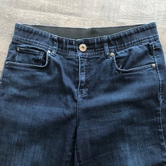 INC Dark Denim Tappered Leg Stretch Waist Jeans - Picture 4 of 8